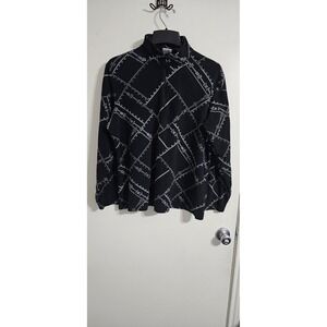 Columbia Womens  1/4 Zip Pullover Soft Flannel Jacket Size 1X Black Gray Casual